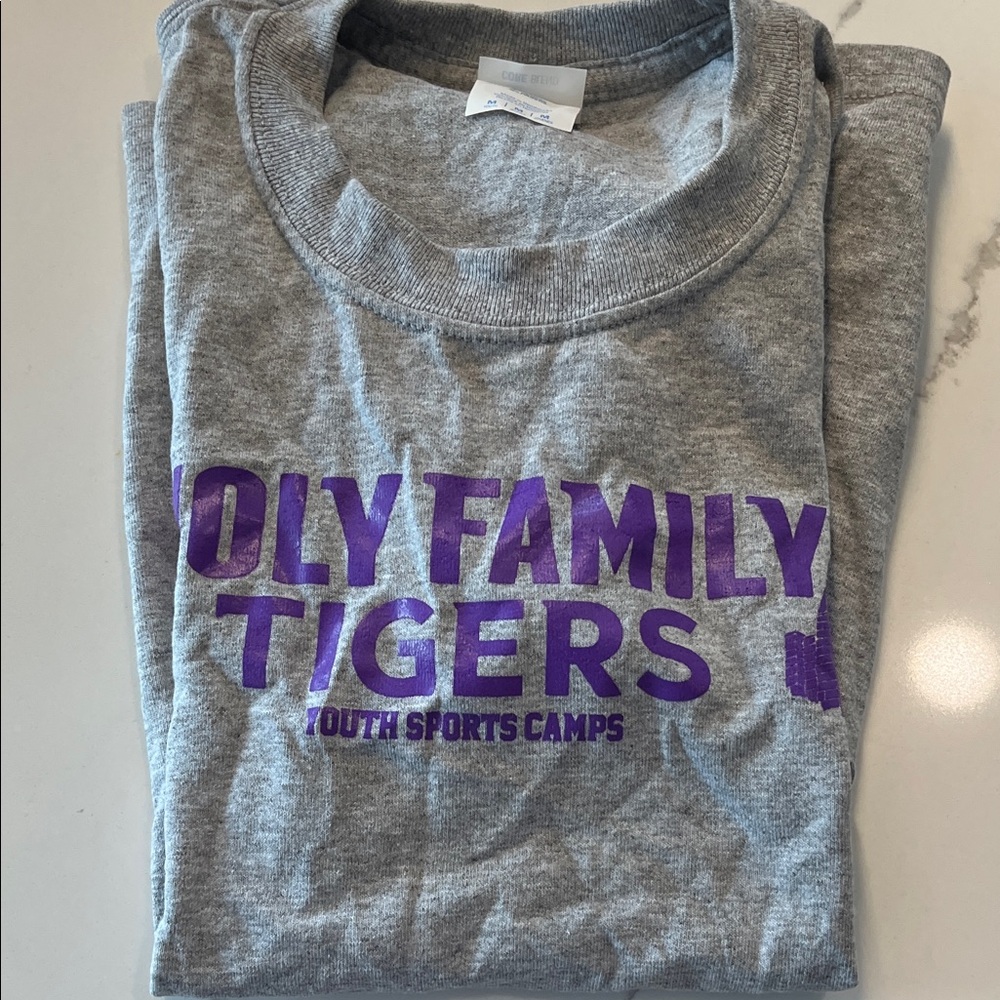 Gray and Purple Kids Sports Camp T-Shirt